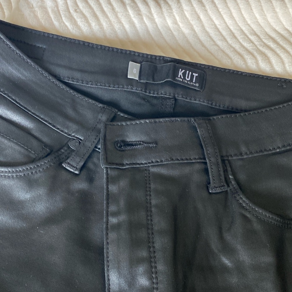 Meg Coated Fab Ab High Waist Raw Hem Wide Leg Jeans KUT from the Kloth Gray